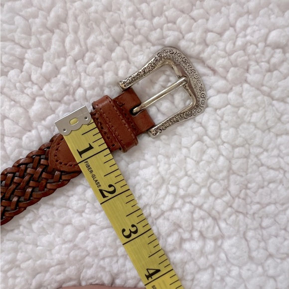 Fossil Leather Braided Belt Silver Heart Concho Western Rodeo Belt Size Small - Picture 15 of 16